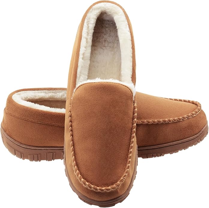 Men's Black Moccasin House Slippers