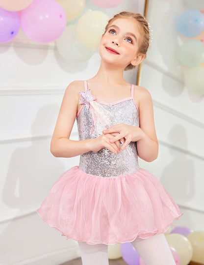 Sequin Tulle Leotard Pink Costume Dress