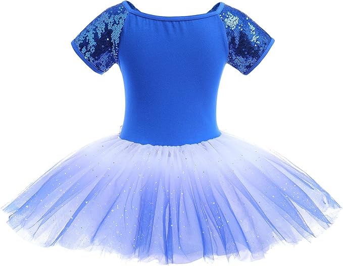 Girl's Blue Short Sleeve Ballerina Tulle Dress