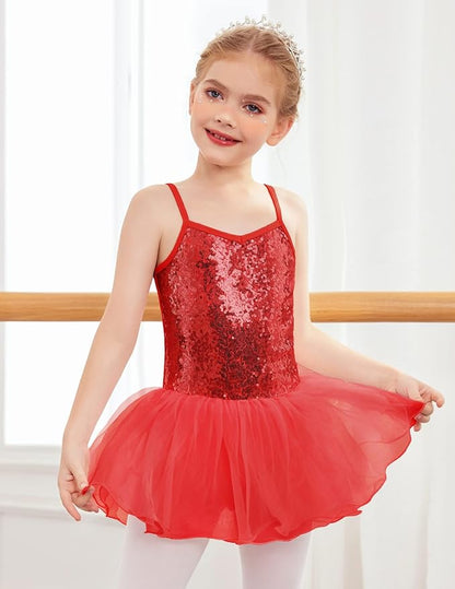 Sequin Tulle Leotard Pink Costume Dress