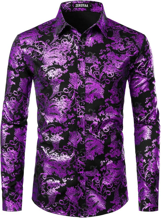 Men's Formal Button Up Purple Shirt