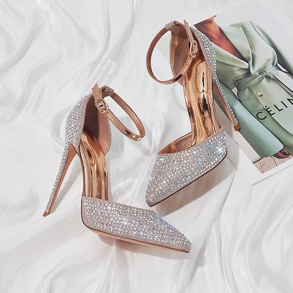 Sophisticated Nude Rhinestone Party Wedding Pumps