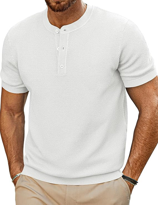 Men's White Henley T-Shirt