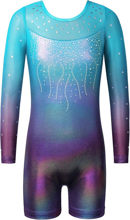 Girl's Dance Long-Sleeve Black-Blue Leotard