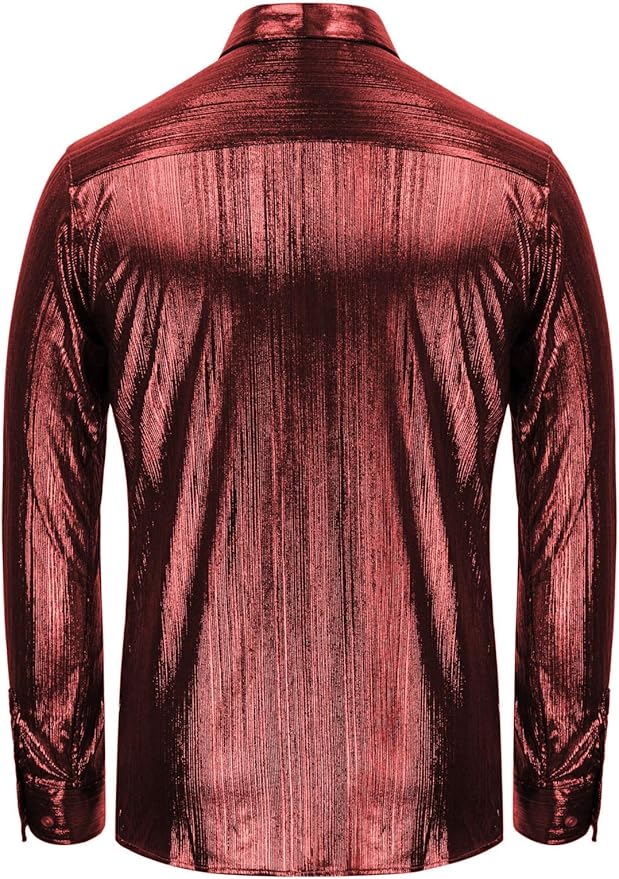 Stylish Men's Dressy Buttoned Burgundy Shirt