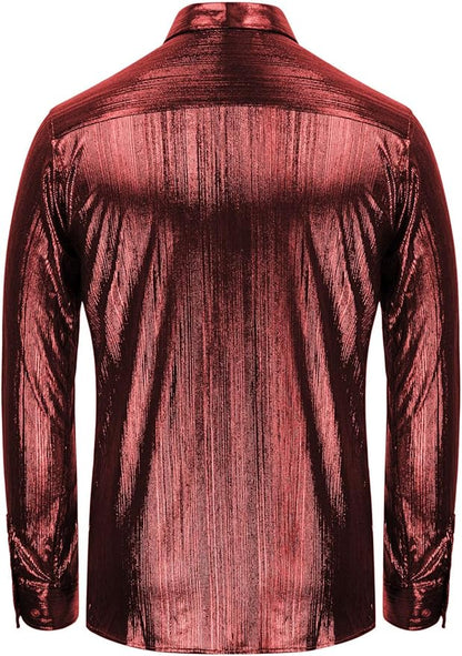 Stylish Men's Dressy Buttoned Burgundy Shirt