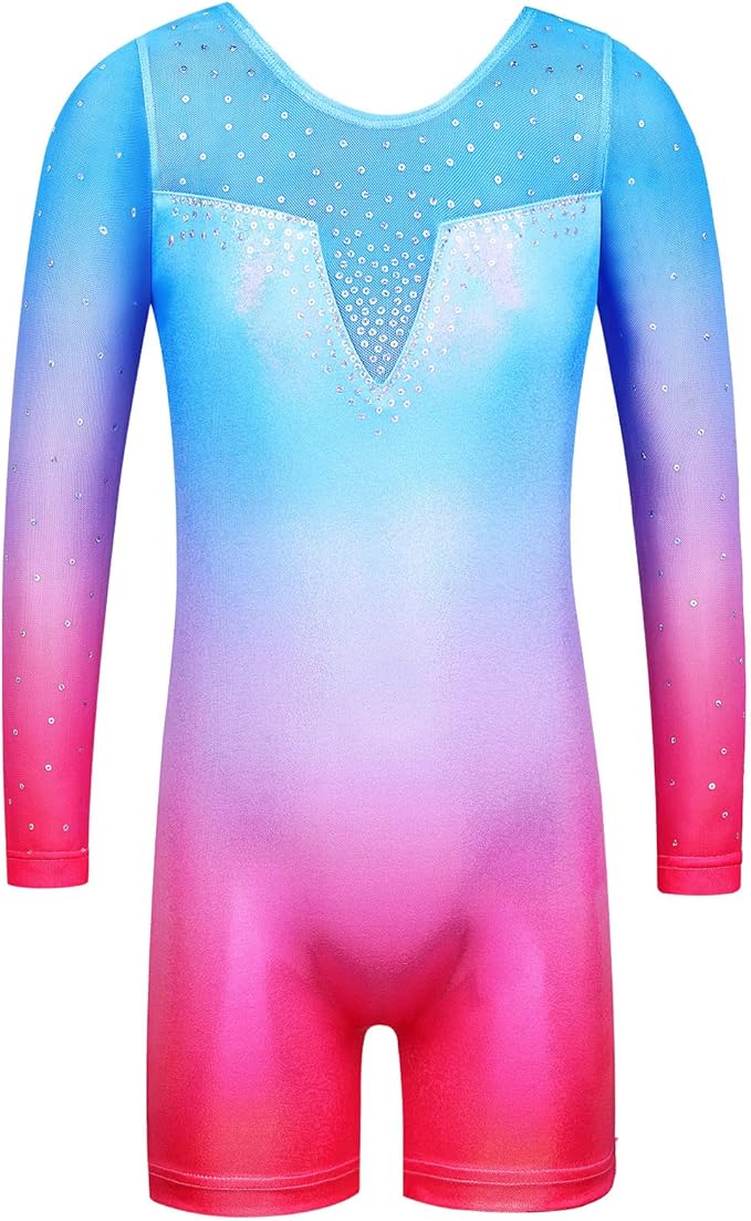 Girl's Dance Long-Sleeve Black-Blue Leotard