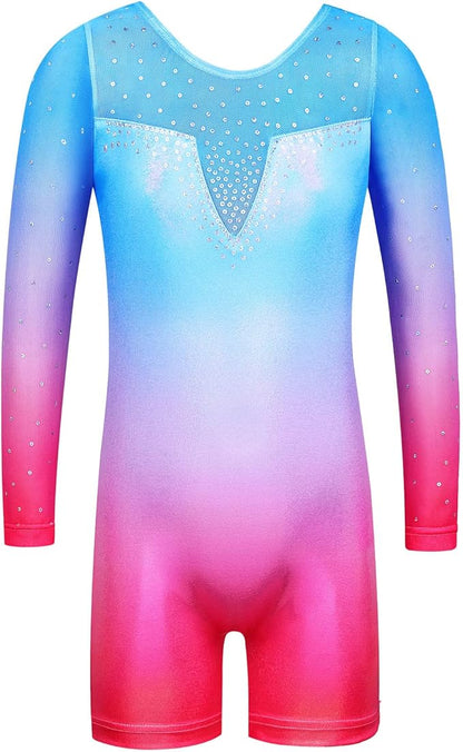 Girl's Dance Long-Sleeve Black-Blue Leotard