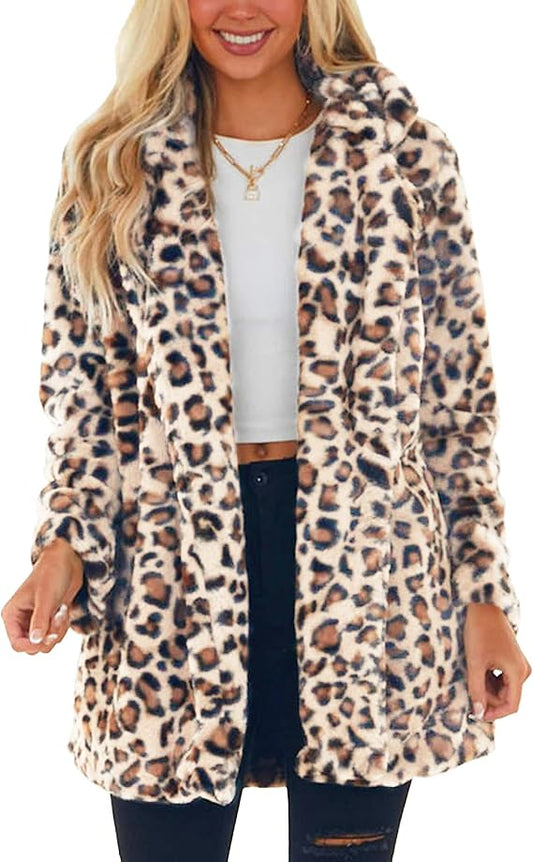 Cheetah White Print Faux Fur Jacket