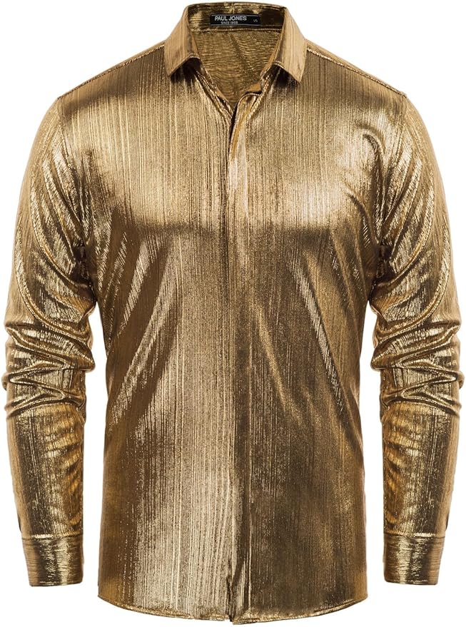 Stylish Men's Dressy Buttoned Dark Gold Shirt