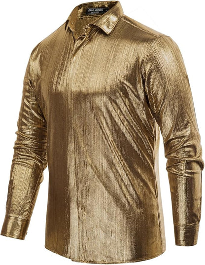 Stylish Men's Dressy Buttoned Dark Gold Shirt