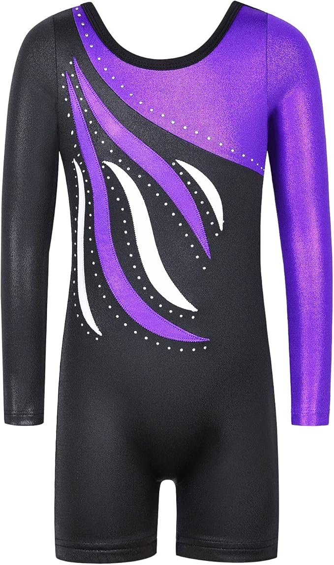 Girl's Dance Long-Sleeve Black-Blue Leotard