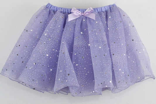 Girls Sparkle Glitter Purple Tulle Pink Layer Tutu Skirt