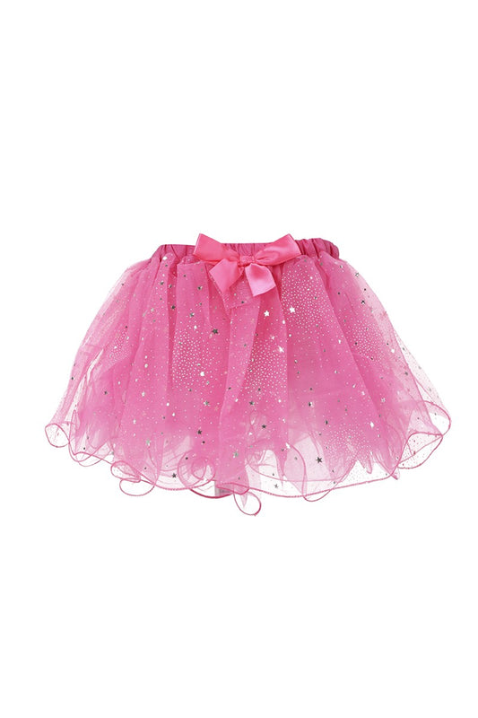 Girls Sparkle Glitter Rose Pink Tulle Pink Layer Tutu Skirt