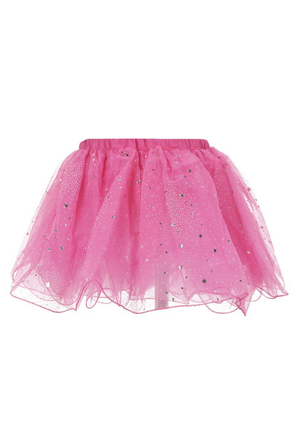 Girls Sparkle Glitter Rose Pink Tulle Pink Layer Tutu Skirt