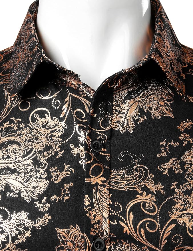 Men's Formal Button Up Black-Bronze Shirt