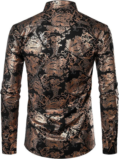 Men's Formal Button Up Black-Bronze Shirt