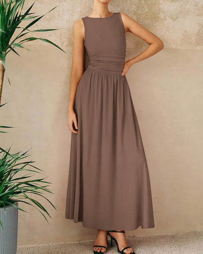 Mocha Brown Knit Sleeveless Maxi Dress