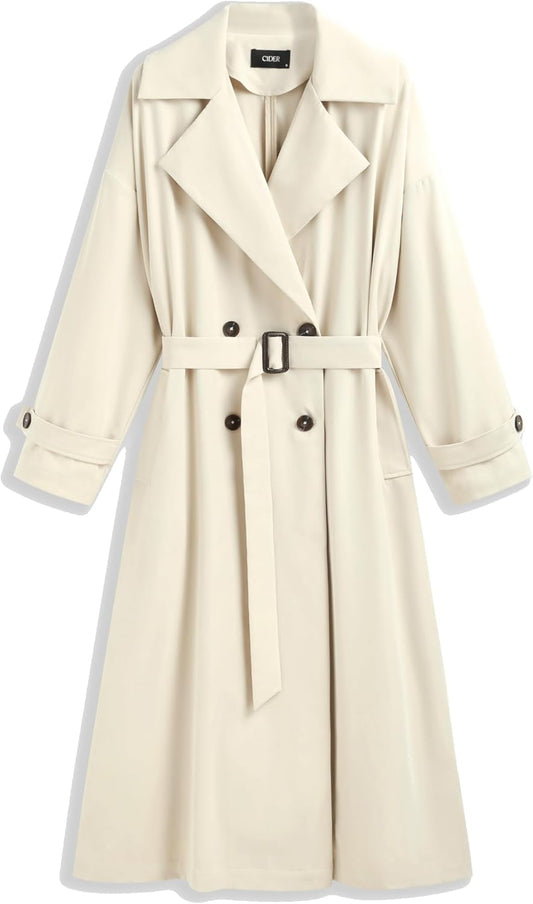 Beige Belted Lightweight Trench Jacket