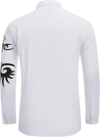 Men's White Printed Long Sleeve Shirt