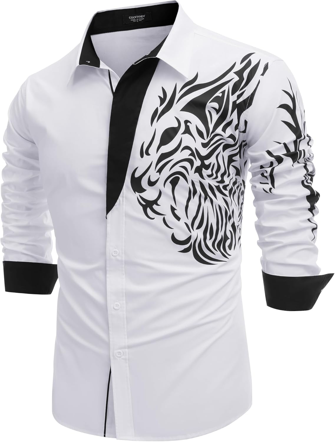 Men's White Printed Long Sleeve Shirt