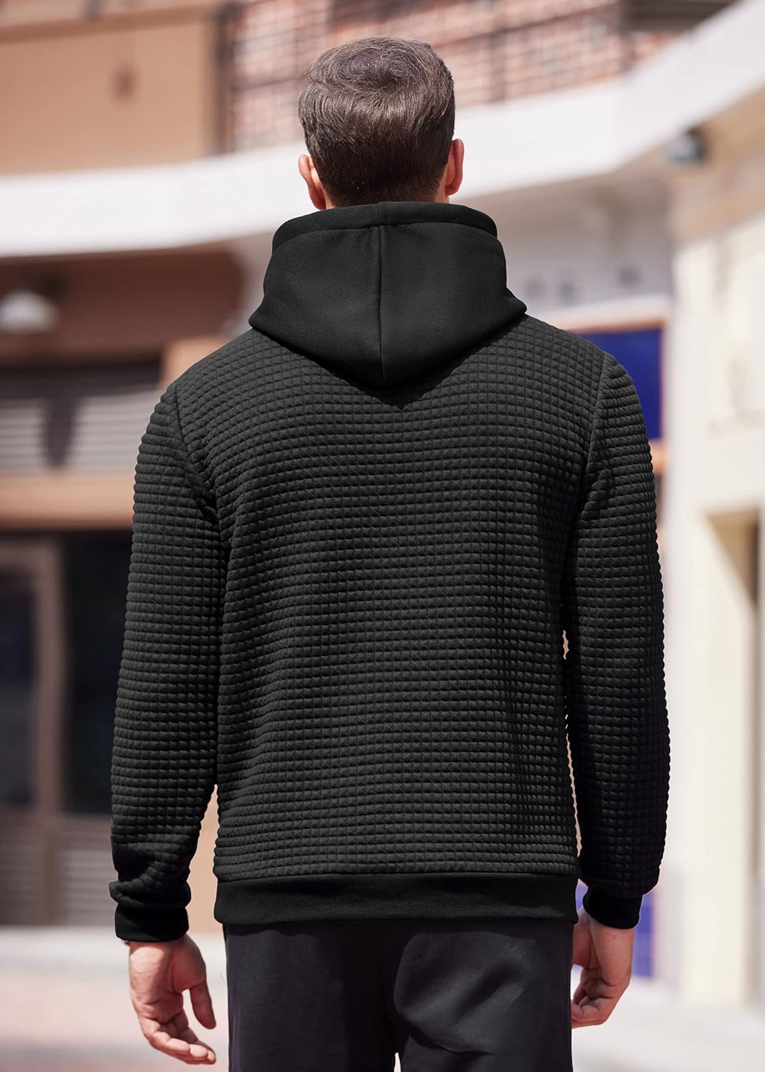 Men's Waffle Knit White Long Sleeve Hoodie