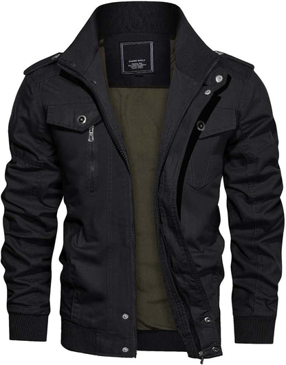 Men's Denim Blue Cargo Military Jacket