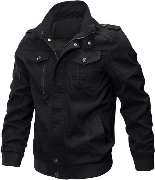 Men's Black Cargo Military Jacket