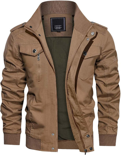 Men's Denim Blue Cargo Military Jacket