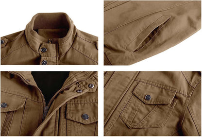 Men's Denim Blue Cargo Military Jacket