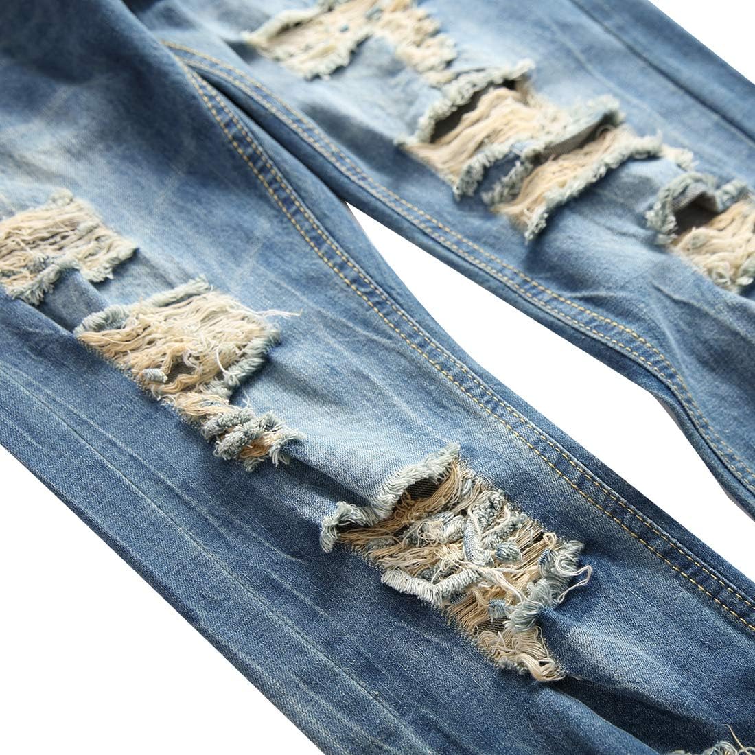 Men's Distressed Denim Blue Jeans