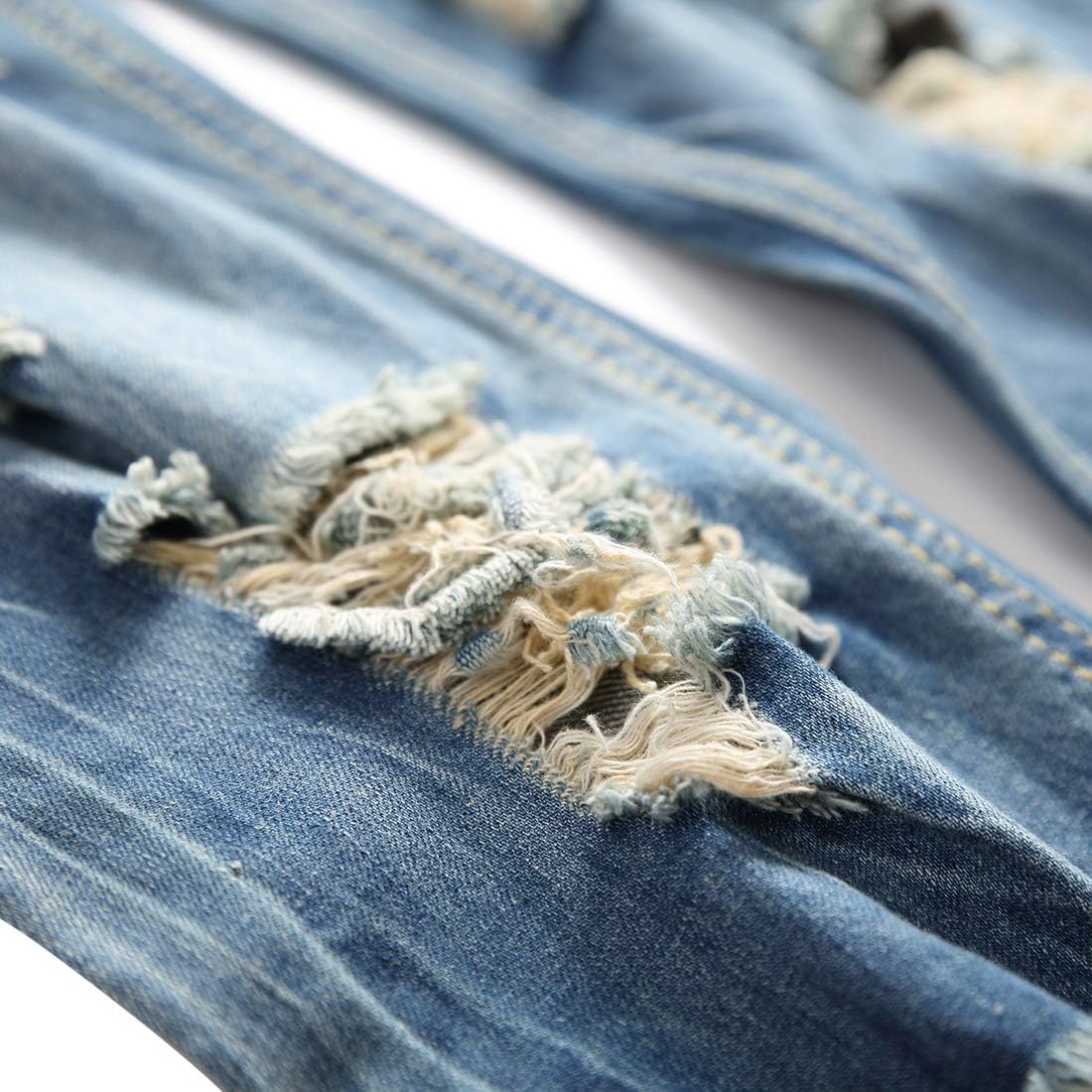 Men's Distressed Denim Blue Jeans