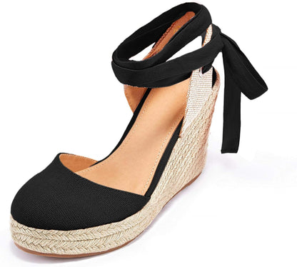 Ballet Style Beige Closed Toe Wedge Sandals