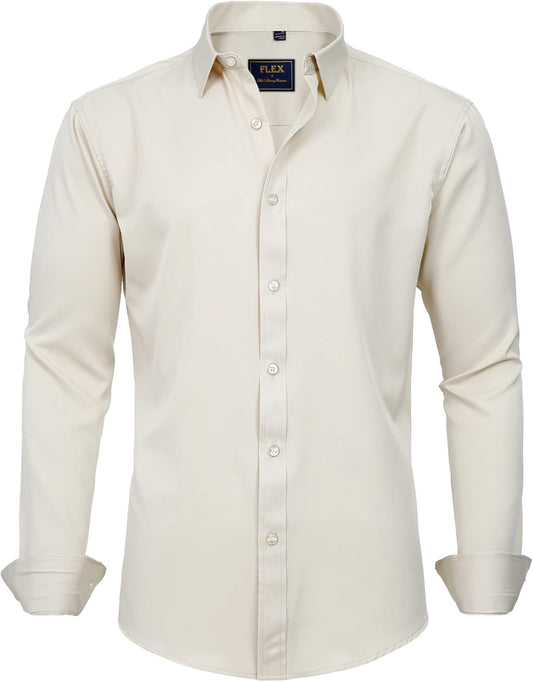 Men's Khaki Button Down Long Sleeve Shirt