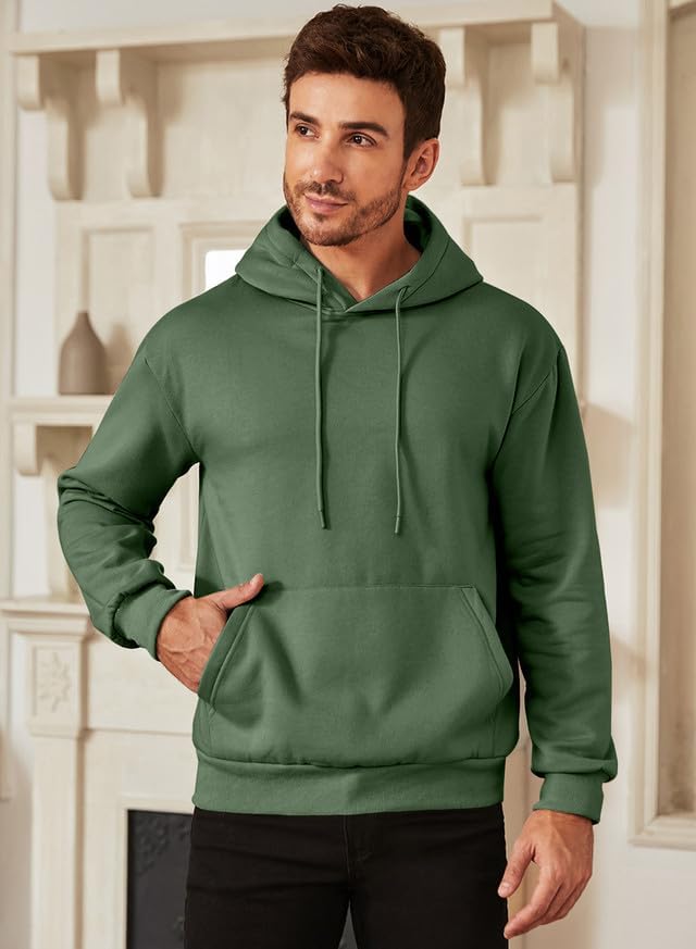 Men's Beige Drawstring Long Sleeve Hoodie