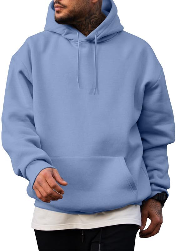 Men's Beige Drawstring Long Sleeve Hoodie