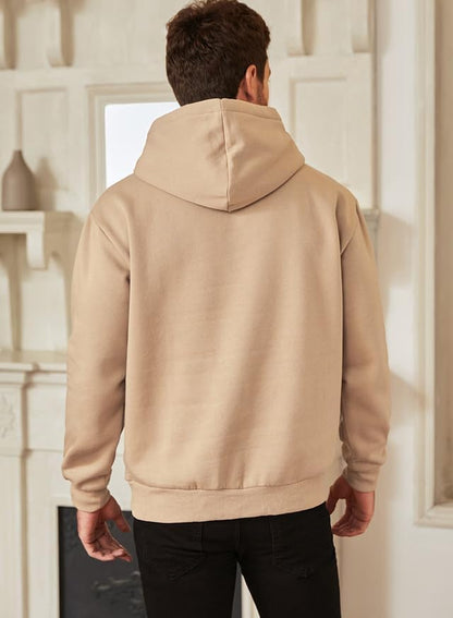 Men's Beige Drawstring Long Sleeve Hoodie