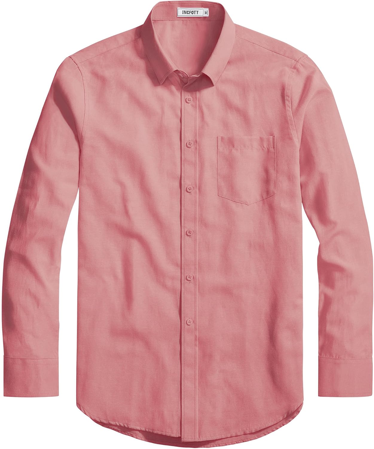 Men's Casual Oxford Coral Button Down Long Sleeve Shirt