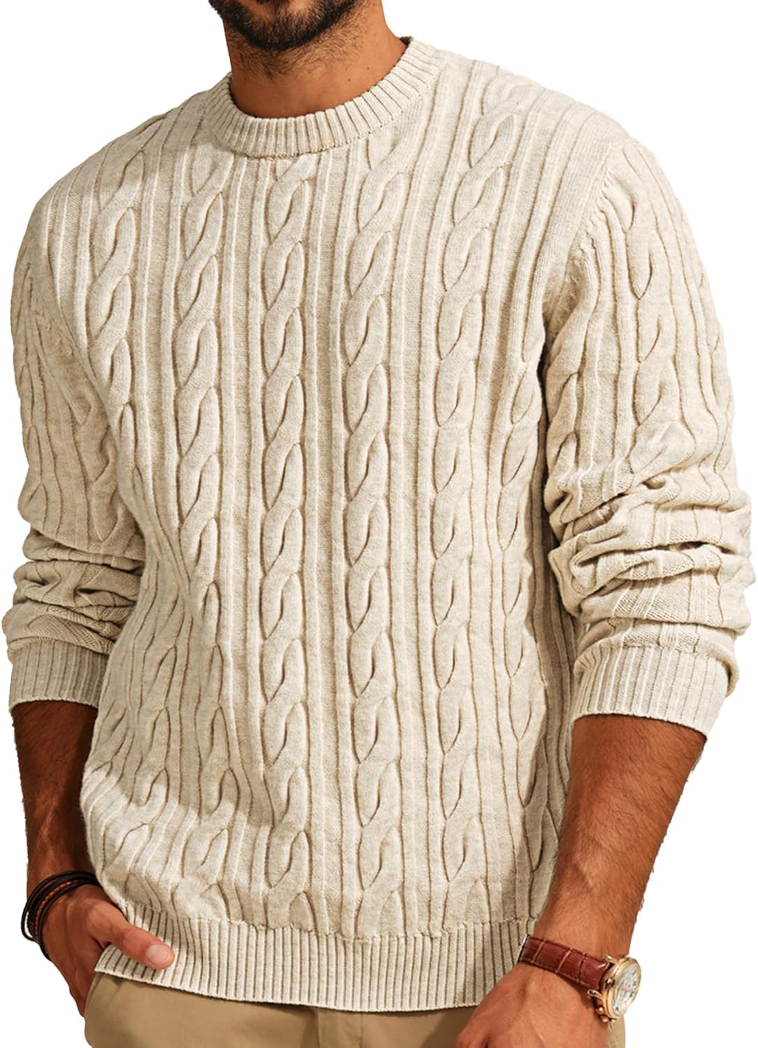 Men's Deep Red Twist Textured Long Sleeve Sweater