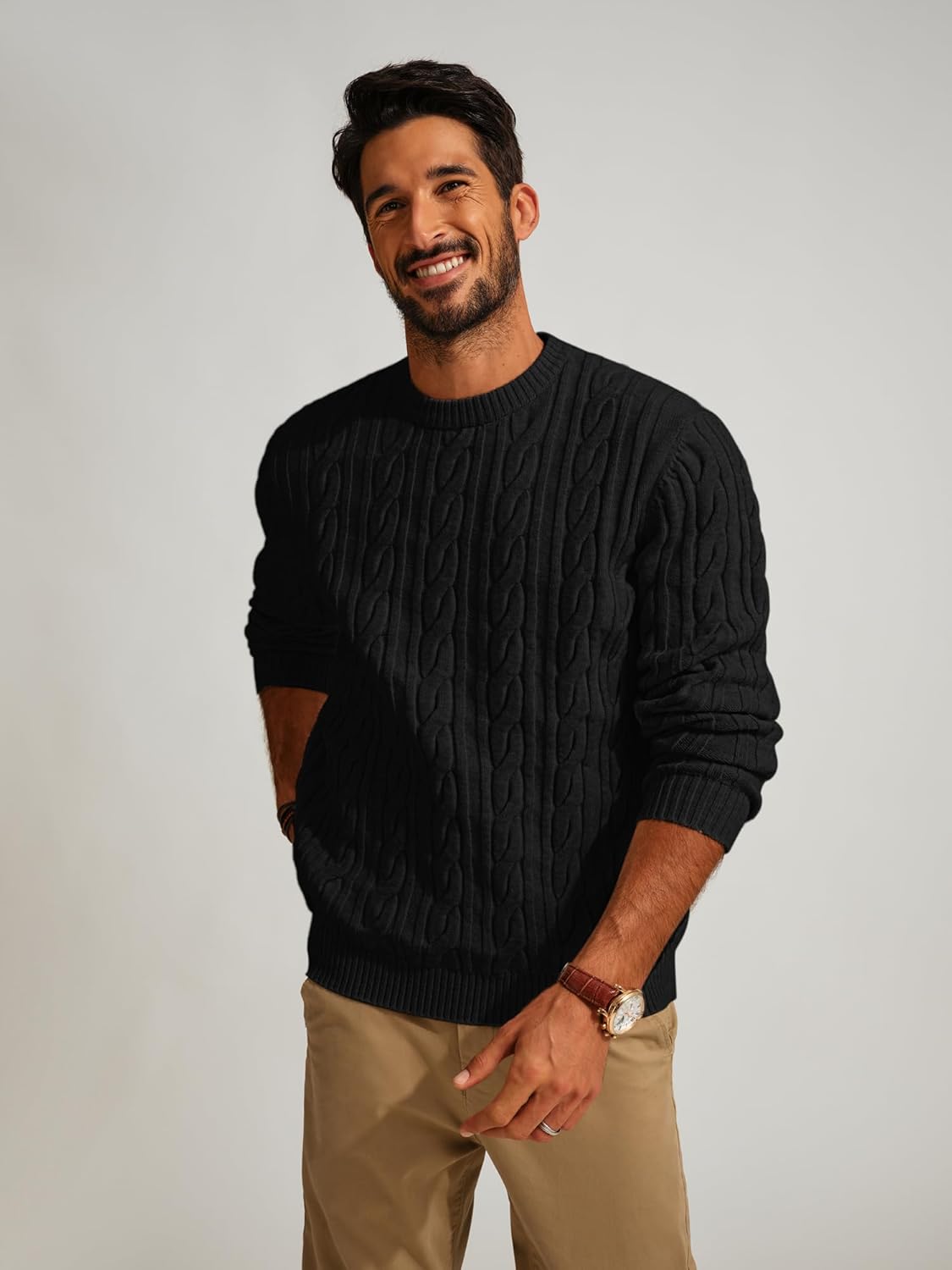 Men's Deep Red Twist Textured Long Sleeve Sweater