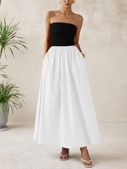 Strapless Tube Top Style White Maxi Dress