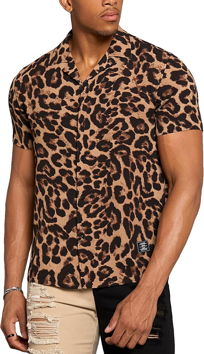 Men's Cheetah Print Short Sleeve Shirt