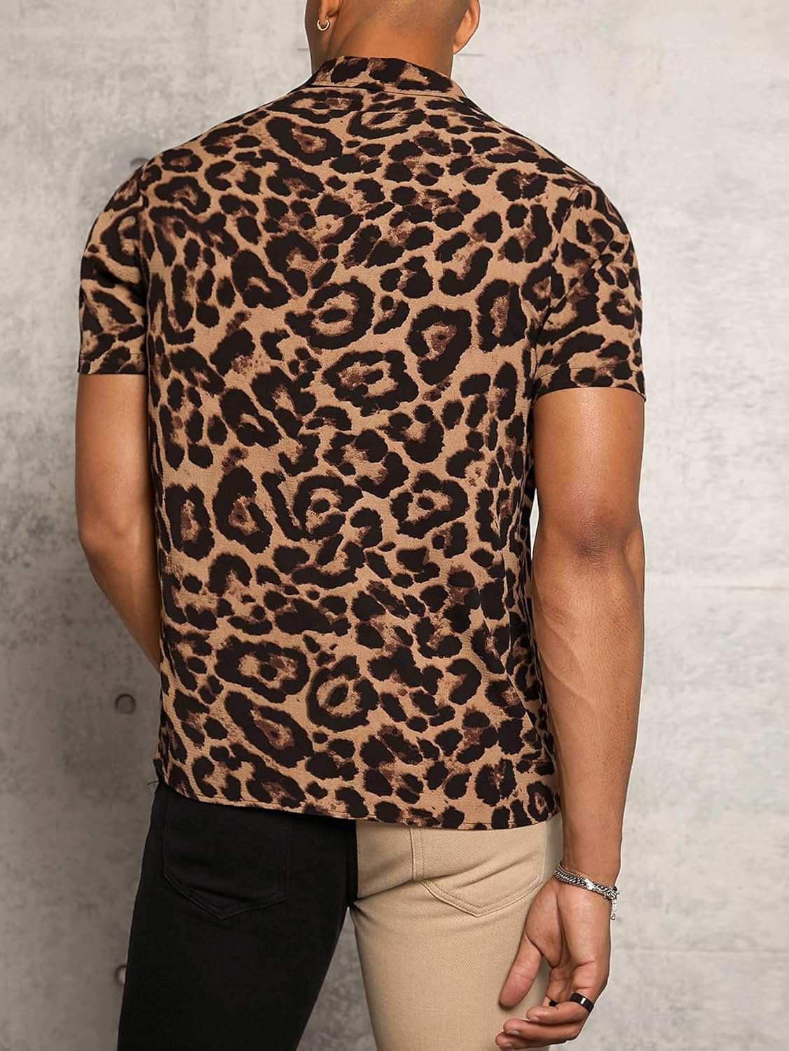 Men's Cheetah Print Short Sleeve Shirt