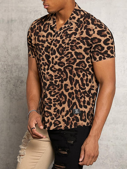 Men's Cheetah Print Short Sleeve Shirt