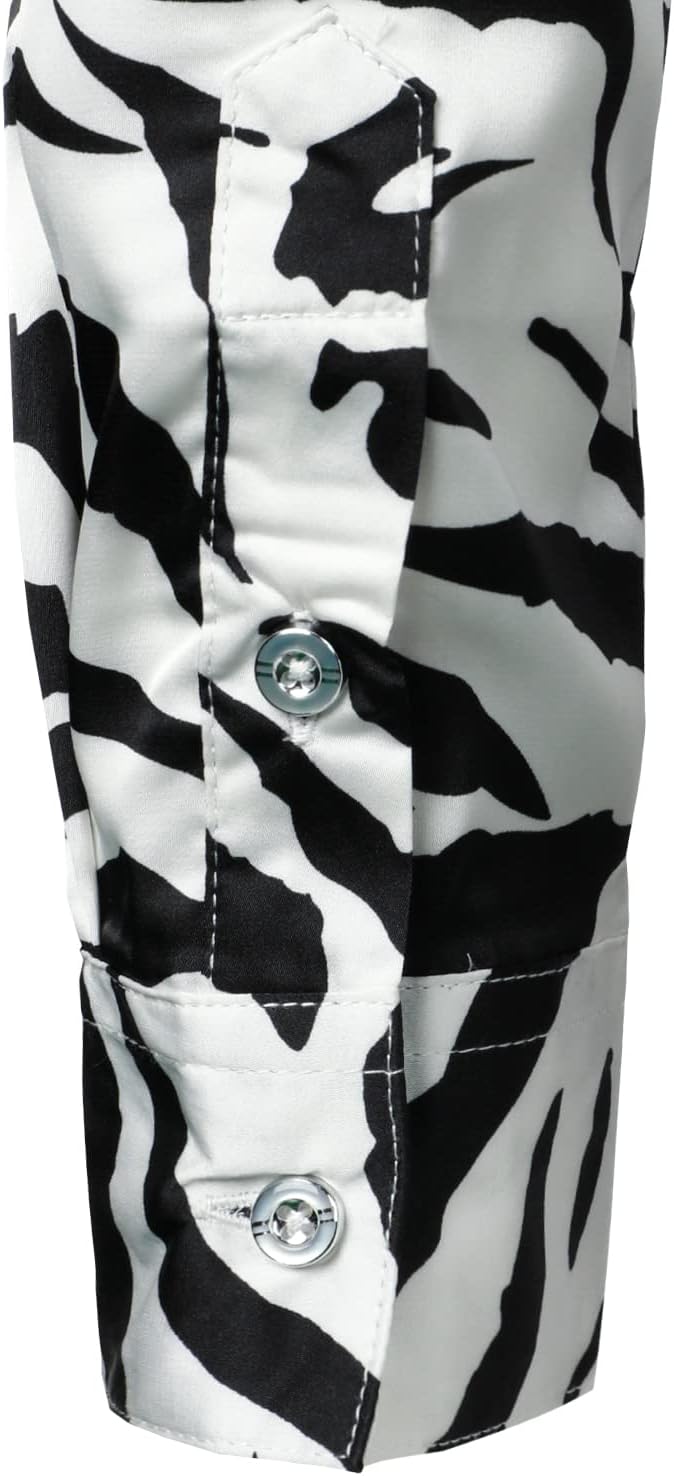 Men's Smooth Satin White Zebra Sleeve Shirt