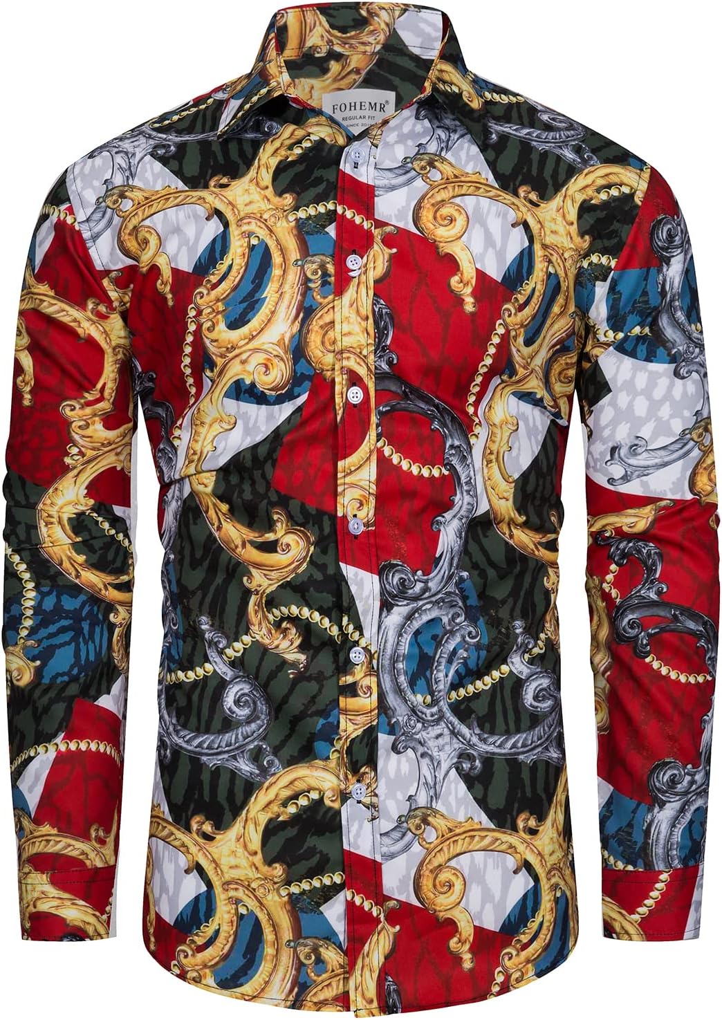 Luxury Style Black/Red Men's Long Sleeve Shirt