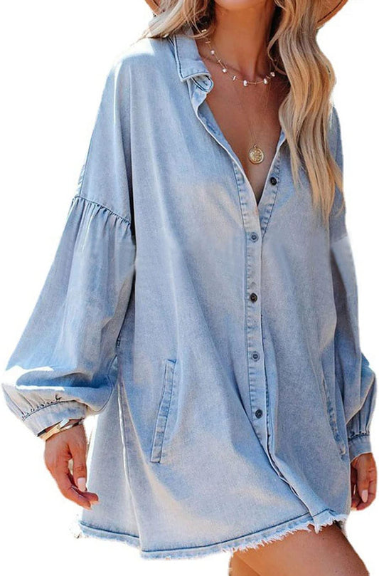 Distressed Blue Denim Tunic Dress