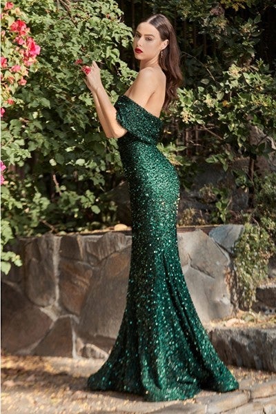 Black One Shoulder Formal Sequin Mermaid Gown