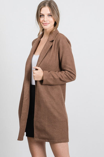 Mocha Faux Wool Oversized Blazer Jacket