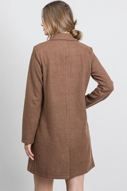 Mocha Faux Wool Oversized Blazer Jacket